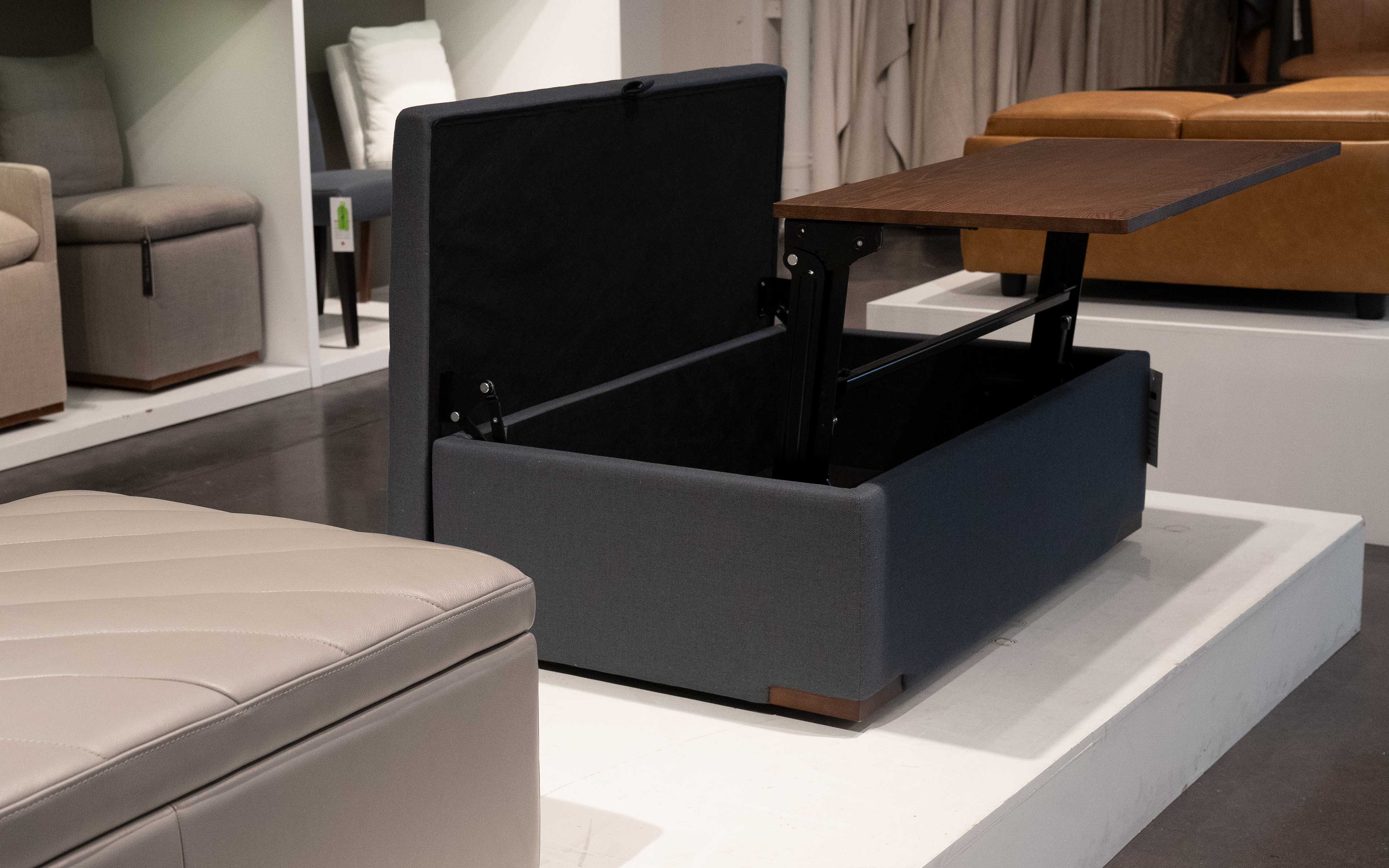 Fractus Modern Motion Storage Ottoman with Tray Table Desk - Image 7
