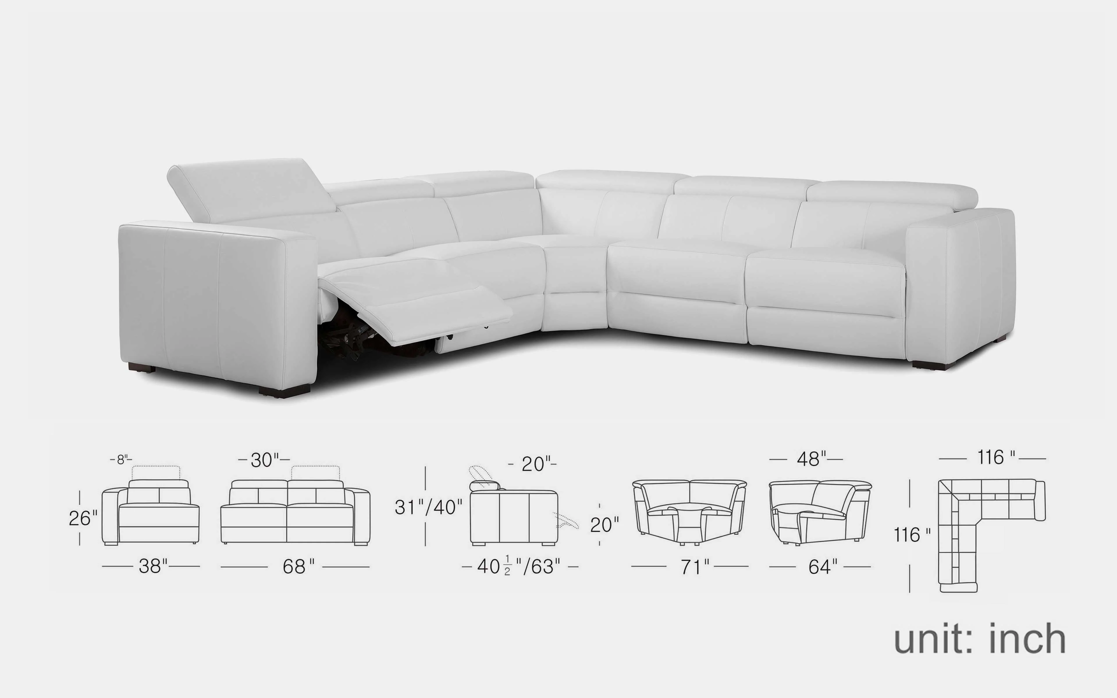 Jasmine 5pc Modern Motion Recliner - Image 8