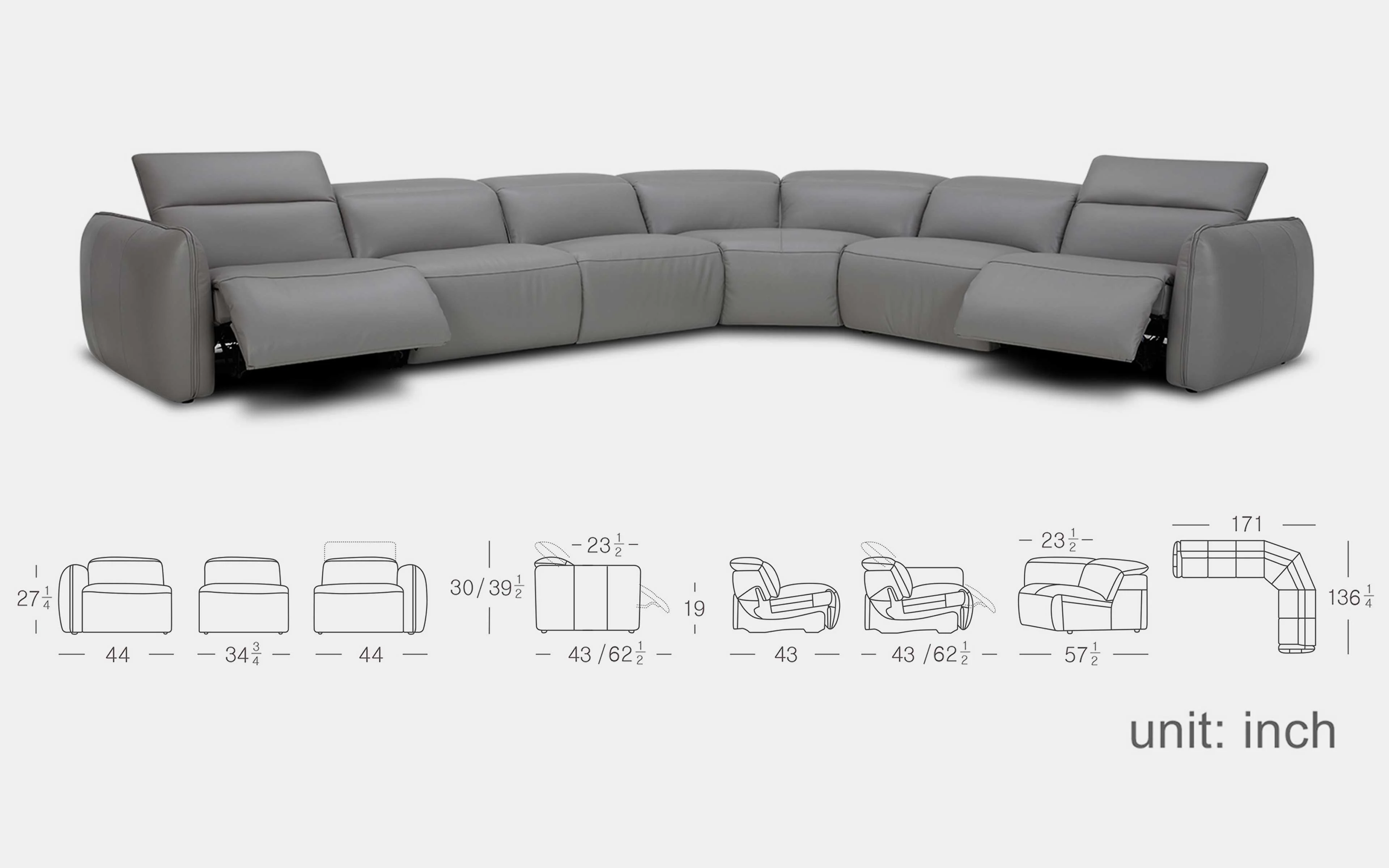 Snowdrop Modern Motion Reclining Sectional Sofa - Image 13
