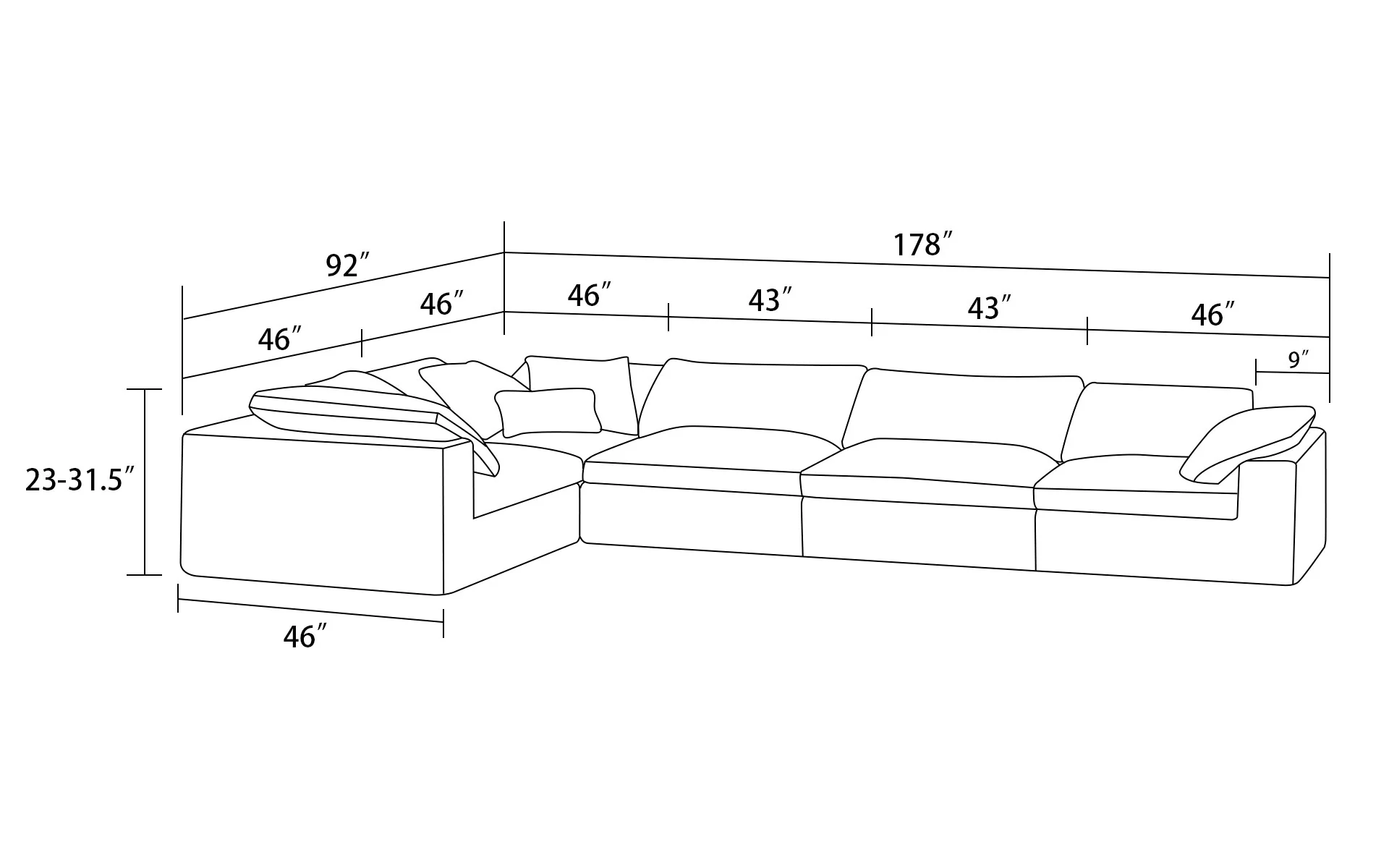 Zephyrus 5pc Modern Motion Sectional Sofa - Image 3